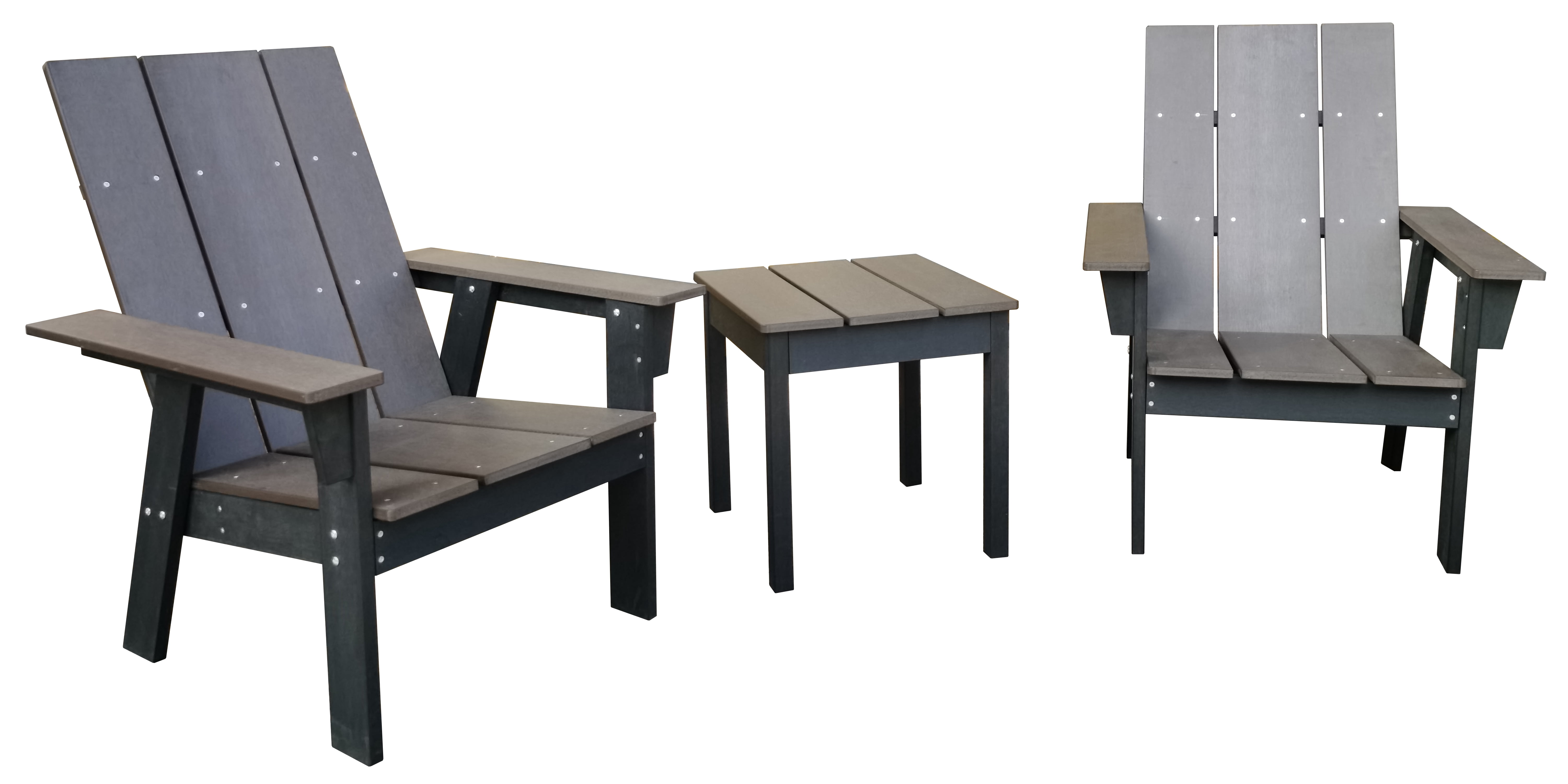 Outdoor All-Weather Polystyrene Wood Layton 3pcs Adirondack Set,,Black & Grey Two tone finish