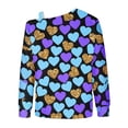 thumbnail image 5 of Penkiiy Womens Valentine Day Sweatshirt Off-shoulder Shirt Hearts Graphic Long Sleeve Pullover Tops XS Blue, 5 of 5