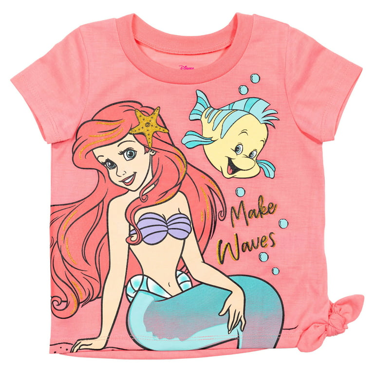 Disney Princess Ariel Toddler Girls T-Shirt and Active Retro Dolphin French  Terry Shorts Outfit Set Infant to Big Kid
