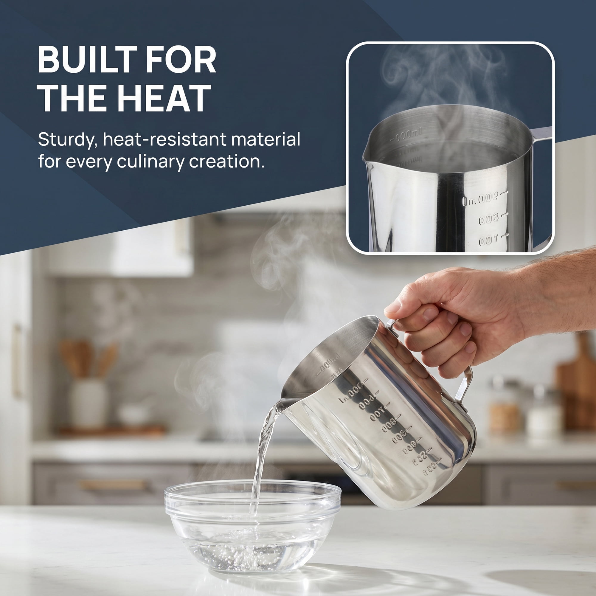 Unique Bargains Basic Stainless Steel Measuring Cup for Kitchen Baking Silver 900ml