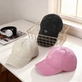 thumbnail image 2 of Bocaoying 3 Pcs Washed Cotton Baseball Caps for Men Women with Small Heart Embroidery , Breathable Retro Adjustable Dad Hats with Crown, Curved Brim Ball Caps for Daily Wear, Beige/Black/Pink, 2 of 7