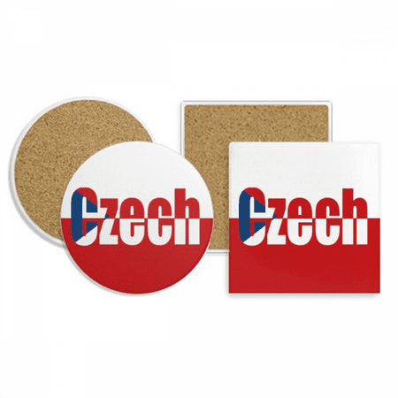 

Czech Country Flag Name Coaster Cup Mug Holder Absorbent Stone Cork Base Set