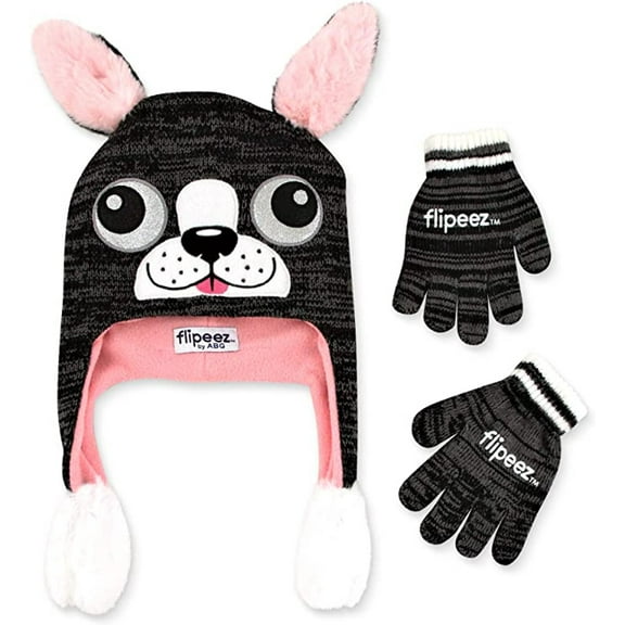Girls and Boys Hat & Gloves Set / Cold-Weather Beanie & Gloves for Ages 4-7