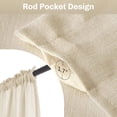 thumbnail image 3 of Beige Semi Sheer Curtain Valance for Kitchen Cafe Small Windows Linen Look Rod Pocket, 1 Panel, 3 of 3