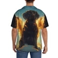 thumbnail image 3 of KLL Golden Cloud Winged Dog Print Men's Shirt Short Sleeve Button Down Summer Cuba Beach Shirts-, 3 of 5