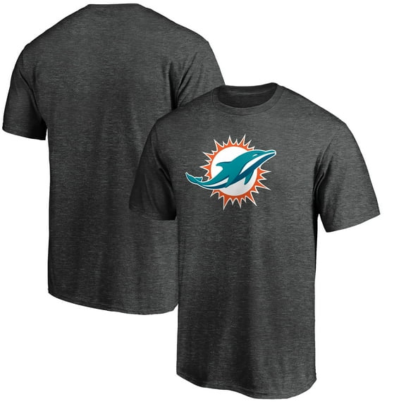 Men's Fanatics Heather Charcoal Miami Dolphins Primary Logo T-Shirt