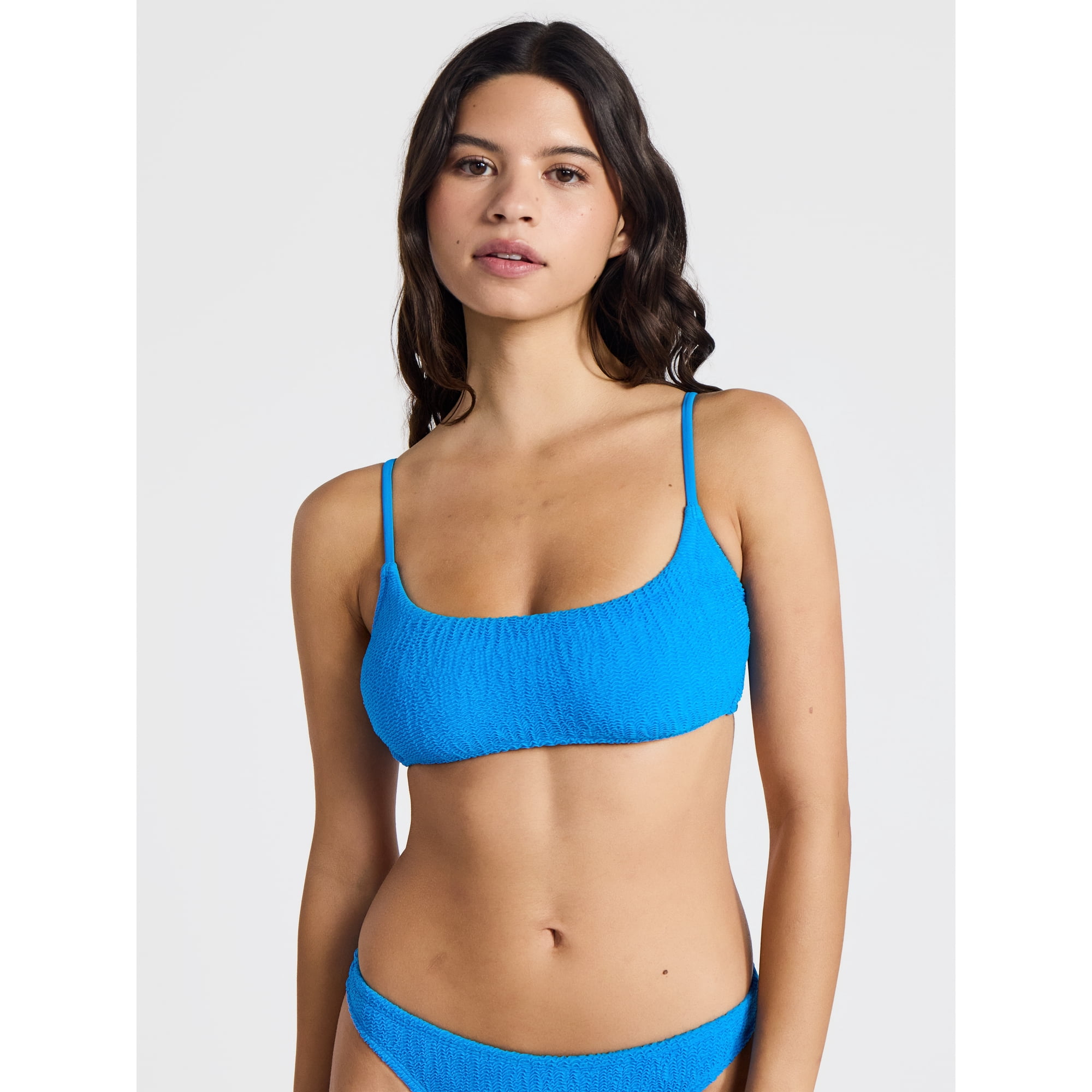 No Boundaries Crinkle Bralette Bikini Top, Women’s