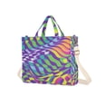 thumbnail image 7 of FORMRS Womens Corduroy Tote Bag Crossbody Shoulder Handbag with Pocket, Green Wavy Pattern, 7 of 7