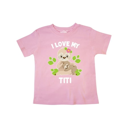 

Inktastic Cute Sloth I Love My Titi with Green Leaves Gift Toddler Boy or Toddler Girl T-Shirt