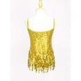thumbnail image 4 of TSSOE Kids Girls Sequins Ballroom Costumes Rumba Samba Salsa Jazz Dance Dresses Tassel Fringed Bodysuit Dancewear Gold 8, 4 of 7