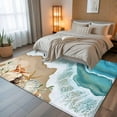 thumbnail image 5 of 6x9 Area Rugs, Coastal Beach Ocean Non-Skid Rubber Backing Large Rectangle Rugs - Living Room Bedroom Home Office, Nautical Starfish Shells Conch Indoor Floor Mat Carpets Washable Rug, 5 of 9