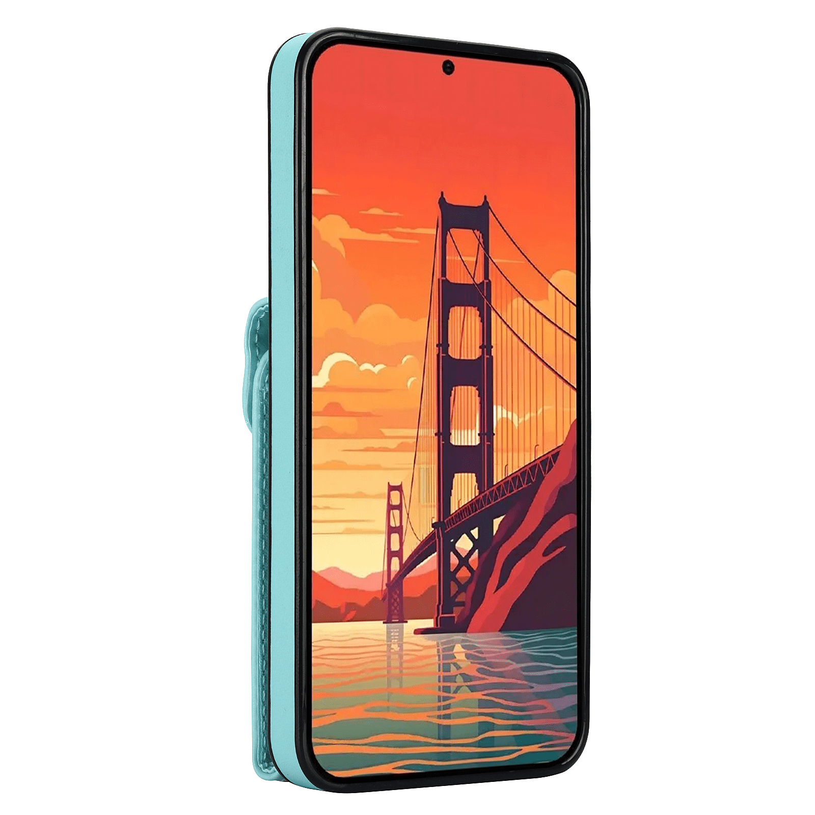 Asuwish Wallet RFID Blocking PU Leather Cell Phone Case with Tempered Glass Screen Protector, Wrist Strap for Samsung Galaxy S24 FE, Teal