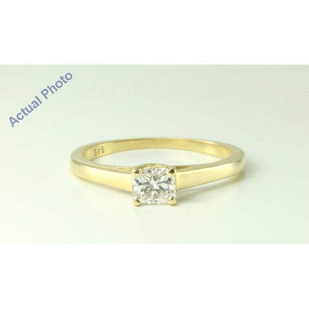 - 14k Yellow Gold Radiant Diamond Modern classic square four prong setting engagement ring (0.47 Ct, J, I1 )