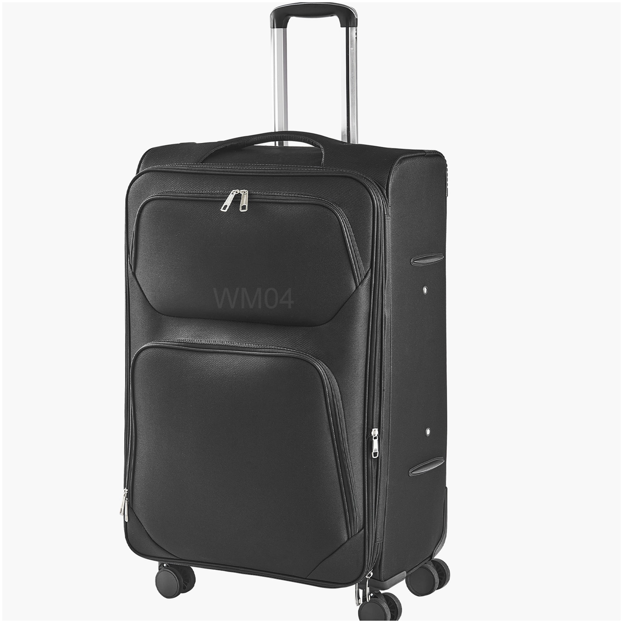 MANGIJOY TSA Lock Expandable Suitcase, 28 Inch Softside Checked Luggage with 8 Spinner Wheels, Black