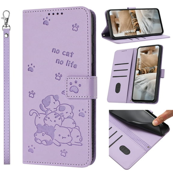 Leather Wallet Phone Case for iPhone 16E Cartoon Cat Dog Style Flip Card slot Wallet Case