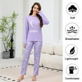 thumbnail image 3 of Cotton Pajamas Sets for Women 2pcs Long Sleeve and Long Pants Pajama Set Cute Print Pajama Set Womens Soft Loungewear Set with Pockets, S-XXL, 3 of 10