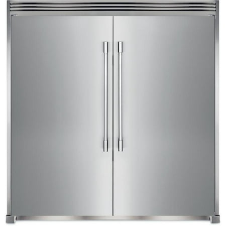 Frigidaire Professional 66 Side by Side Refrigeration Pair with FPRU19F8WF All Refrigerator and FPFU19F8WF All Freezer with 79   TRMKTEZ2LV79 Height Dual Trim Louvered Grille