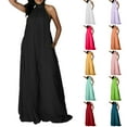 thumbnail image 7 of Summer Wide Leg Sexy Solid Color Halter Neck Sleeveless Chiffon Jumpsuits,Women’S Jumpsuit Long Pant Romper, 7 of 7