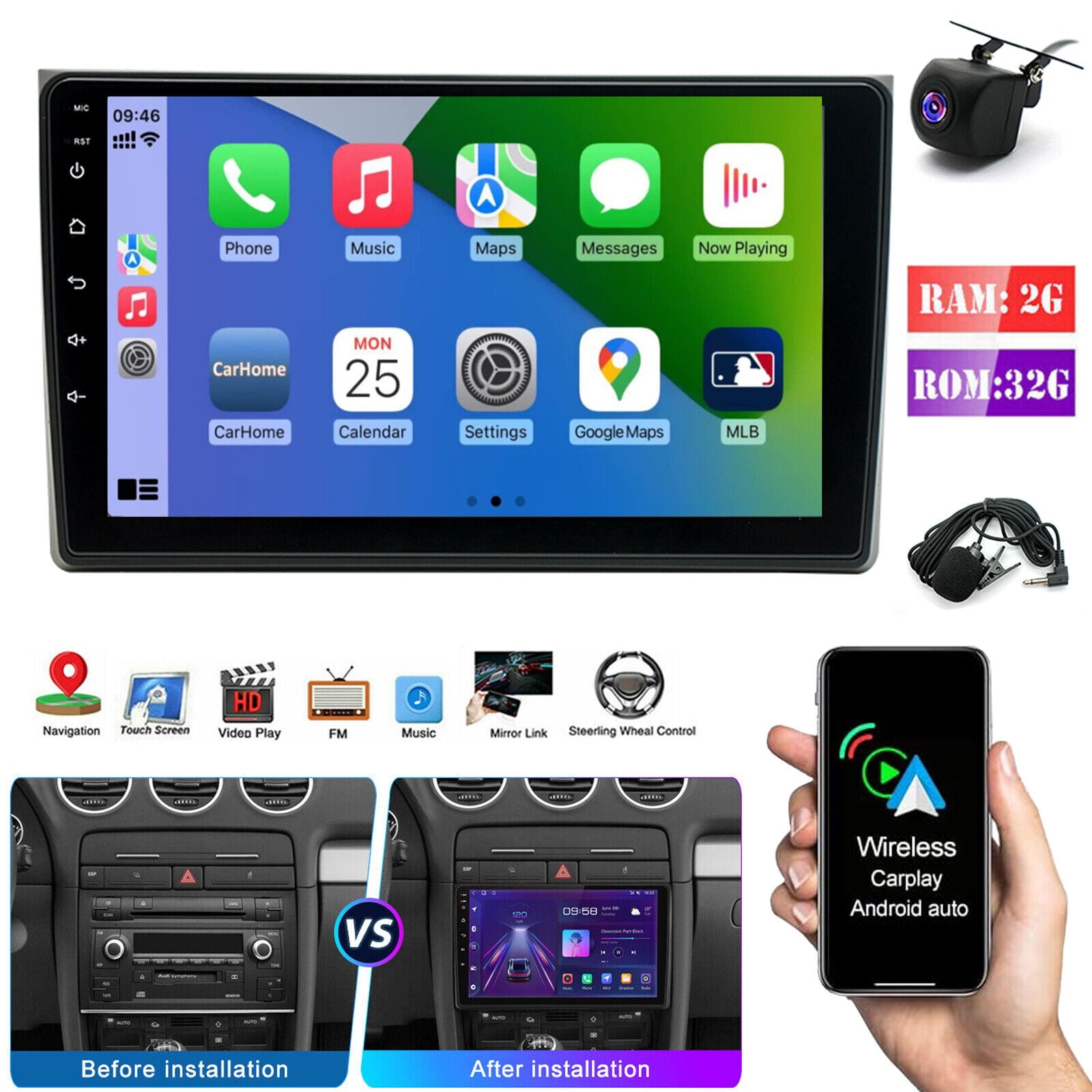 Autoradio Audi A4 2000-2008 Android Auto - CarPlay - Skar Audio