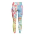 thumbnail image 6 of Renewold Tie-dye Pink Blue Leggings for Women with Pockets Running Pants Tight High Waisted Spandex Graphic Leggings Stylish Essential Pants Scrunch Butt Lifting, XL, 6 of 8