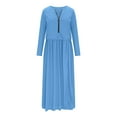 thumbnail image 5 of Lindreshi Casual Fall Dress Women's Casual Waistband Long Sleeved Dress with Zipper V-Neck Dress, 5 of 5