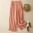 thumbnail image 2 of RongHuan Women's Cotton Linen Pants Lightweight Wide Leg Pants High Waist Casual Pants Soild Color Palazzo Pants, 2 of 8