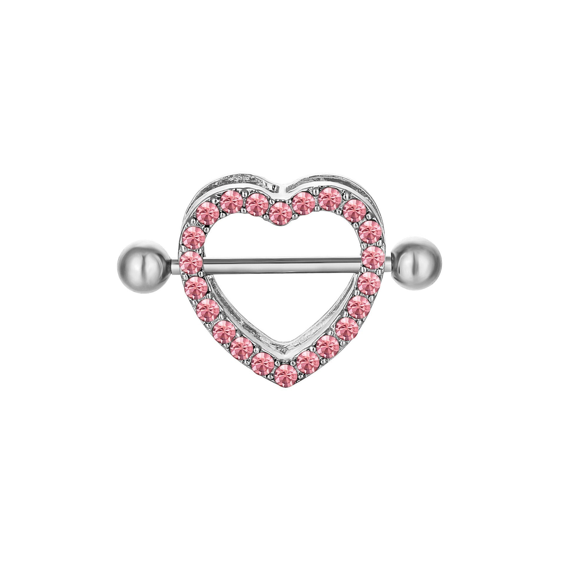 2pcs Rhinestone Decor Heart Nipple Ring