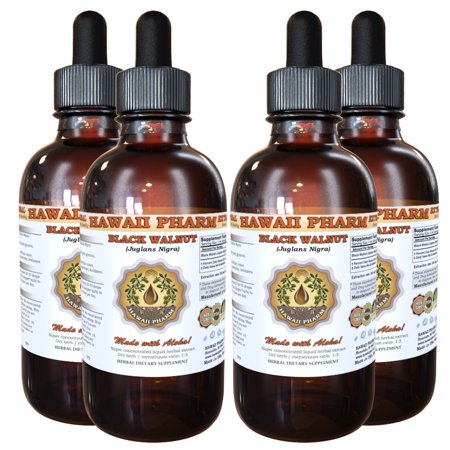 Black Walnut (Juglans Nigra) Tincture, Organic Dried Leaves Liquid Extract, Hei Che Tao, Herbal Supplement 4x4 oz