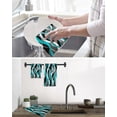 thumbnail image 5 of Aqua Stripe Kitchen Dish Towels for Drying Dishes Set of 2, Ombre Grey Moire Geometric Modern Abstract Waffle Weave Microfiber Hand Tea Bathroom Towels Quick Dry & Absorbent Towel 15.7x23.6, 5 of 7