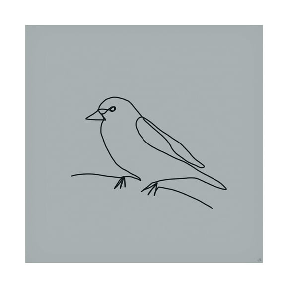 Canvas Wall Art - Line and Brush 'Line Bird 3' Wall Art for Living Room, Bedroom, or Office Décor by Trademark Fine Art - 14 x 14 Inches