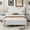 White#1, variant on Full Size Adjustable Bed Base, Full Size Velvet Tufted Soft Bed Frame with USB Port and Night Light,52''High Headboard with Rivet Decoration,Wing-back Platform Bed with Headboard Shelf,Beige