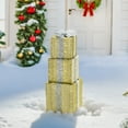 thumbnail image 3 of Sunjoy Christmas Decoration 34 Inch Illuminated Stacking Gift Box, 3D Tinsel Santa Stacking Gift Box Outdoor Garden Yard Lawn Festive Holiday Decoration with Lights for Indoor & Outdoor, 3 of 9