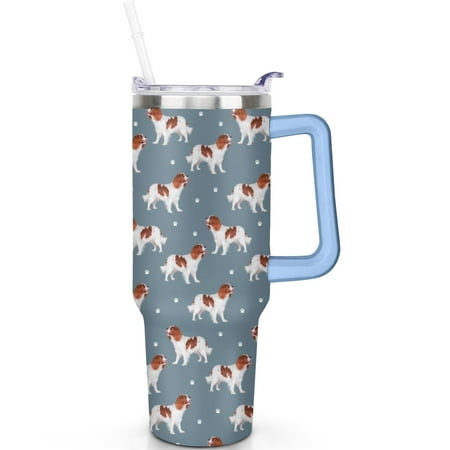 

Stainless Steel 40oz Dog Tumbler for Travel – Lightweight Vacuum Insulated Flip Straw Lid with Handle Gift for Dog Fans
