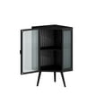 thumbnail image 5 of Modern Floor Corner Cabinet, Home Storage Organizer with Tempered Glass Door, Adjustable Shelf and 3 Meatal Legs for Bathroom, Living Room and Bedroom, Black, 5 of 8