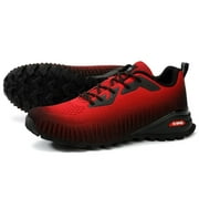Kricely Mens Trail Running Shoes Fashion Hiking Sneakers for Men Camo Tennis Cross Training Shoe Mens Casual Outdoor Walking Footwear Red Size 9.5