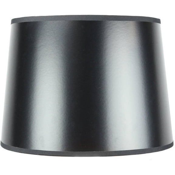 12x14x10" SLIP UNO FITTER Black Parchment Gold-Lined Drum Lampshade