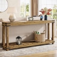 thumbnail image 5 of Tribesigns 70.9" Extra Long 2-Tier Console Table with Storage Shelves, Farmhouse Sofa Table for Living Room, Entryway, Hallway, Brown, 5 of 5