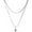 Silver, variant on Stainless Steel Water Drop Charm Dual Chain Wedding Statement Collar Necklace