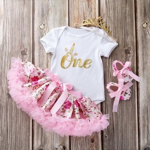 Canis - Cute Newborn Toddler Baby Girls 1st Birthday Floral Romper Tutu Skirt Dress Outfits 