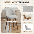 thumbnail image 4 of Hawsaiy Modern Swivel Bar Stools Set of 2, 26" Counter Height Bar Stools with Back, Upholstered Chenille Bar Chairs, Solid Wood Legs Kitchen Island Stools with Footrest, Gray, 4 of 12