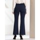 thumbnail image 5 of Pantalones Acampanados Allegra K para Mujer Largos Elásticos de Tiro Alto Azul M, 5 of 6