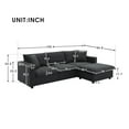 thumbnail image 2 of 100" L-Shaped Modern Deep Sectional Sofa Couch, Comfy 3 Seats Sectional Sofa with Chaise Ottoman, Polyester Fabric Cloud Couch with 2 Pillows for Living Room Apartment Office, Black, 2 of 7
