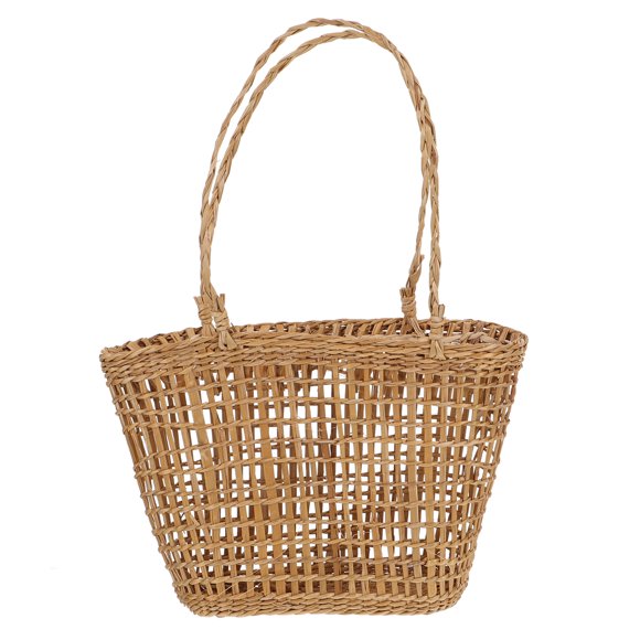 1pc Simple Style Straw Woven Craft Basket Flower Basket Desktop Basket Decor