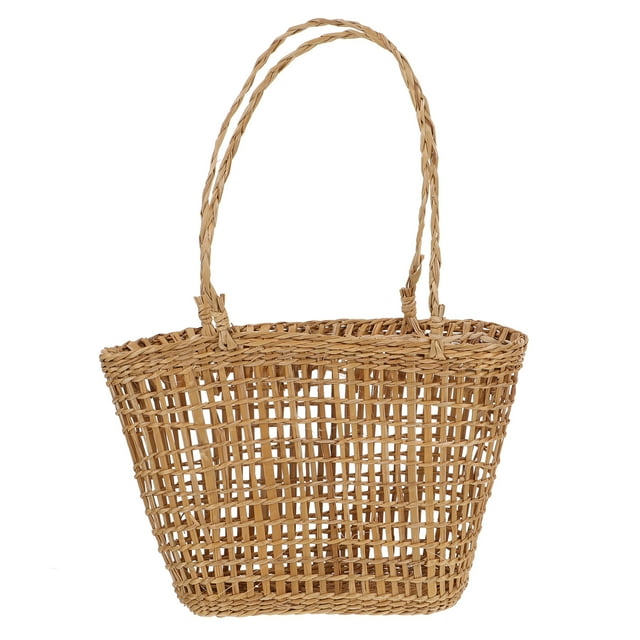 MasteelfCA 1 Pce Panier d'Artisanat Tressé en Paille Style Simple Panier à Fleurs Panier de Bureau Déco