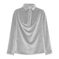 thumbnail image 7 of JSKUMAR Women's Velvet Cowl Neck Tops Casual Long Sleeve Dressy Shirts Vintage Elegant Tunic Blouses Holiday Party Outfit (White,XL), 7 of 7