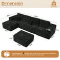 thumbnail image 4 of Vcatnet 135" Modular Sectional Sofa L Shaped Corduroy Couch Oversized Modern Minimalist Cloud Couch with Chaise for Living Room, Black, 4 of 10