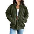 thumbnail image 6 of TGSLY Corduroy Sweatshirt for Women Casual Full Zip Front Long Sleeve Jacket Oversized Fit Stand Collar Solid Color Fall Coat with Pockets S, 6 of 8