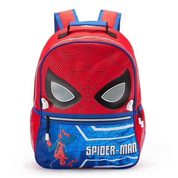 Disney Store Official Spider-Man Backpack - Kids Backpack with Embroidered Accents, Adjustable Straps, Zip Compartments & Mesh Pockets, Screen Art Featuring Metallic Eye Appliqués - Water Resistant