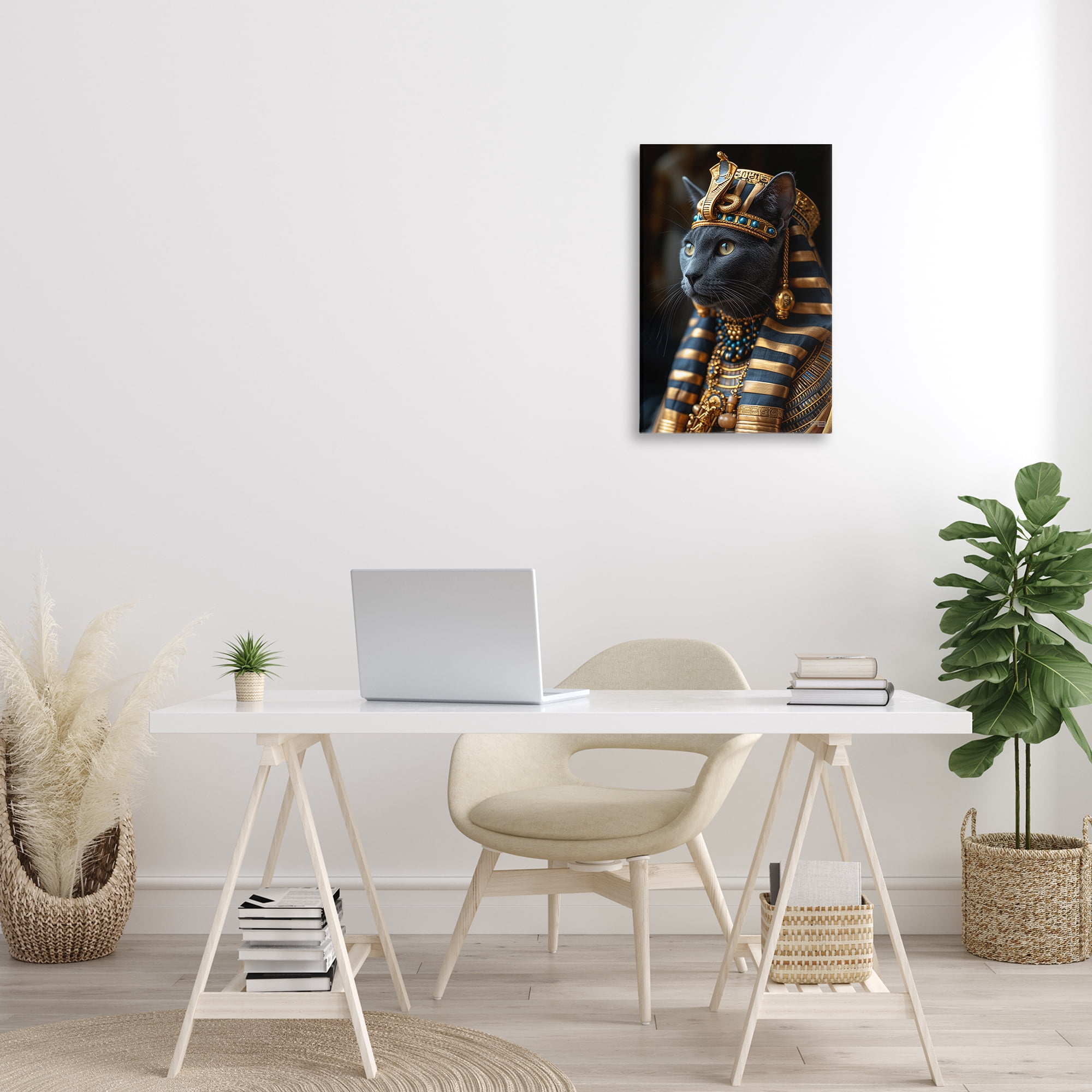 Stupell Industries Egyptian Pharaoh Cat Novelty Painting Gallery Wrapped Canvas Art Print Wall Art, 16 x 24