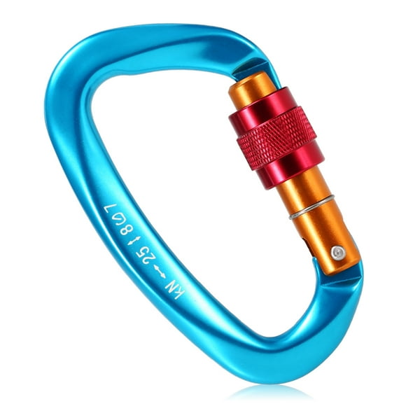 Yeacher 25KN Screw Locking Gate Carabiner Heavy Duty D-shape Buckle Pack D-ring Carabiner Climbing Rappelling Canyoning Hammock Locking Clip